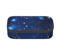 Longzehao Blue Shining Stars pattern Print Pencil Case Large Capacity Storage Pouch Holder Office Organizer box Makeup Bag