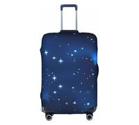 Longzehao Blue Shining Stars pattern Print Travel Luggage Cover,Elastic Suitcase Cover Protector Fit 18-32 Inch Luggage, White, L