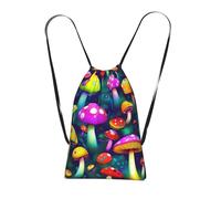 Longzehao Bright Mushrooms Art Print Drawstring Backpack,String Backpack Storage bag for Gym Traveling Sport Beach Swim