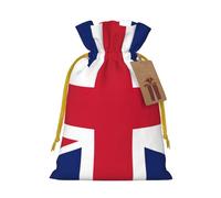 Longzehao British flag Print Christmas Drawstring Gift Bags,Gift Wrapping Bag for Xmas Holiday Birthday Party