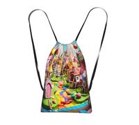 Longzehao Candy Land Print Drawstring Backpack,String Backpack Storage bag for Gym Traveling Sport Beach Swim
