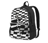 Longzehao Checkered Flags Race Flags Print Casual Backpack for Men and Women,Large Capacity Travel Work Computer Backpacks