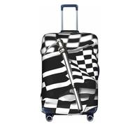 Longzehao Checkered Flags Race Flags Print Travel Luggage Cover,Elastic Suitcase Cover Protector Fit 18-32 Inch Luggage, White, XL
