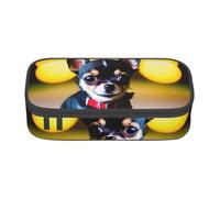 Longzehao Chihuahua Dog Print Pencil Case Large Capacity Storage Pouch Holder Office Organizer box Makeup Bag