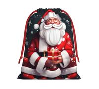 Longzehao Christmas Santa Clauss Print Drawstring Gift Bags For Christmas,Holiday Gift Wrapping Bag Assorted Sizes