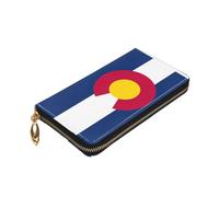 Longzehao Colorado state flag Print Premium Leather Zip Around Wallet for Men and Women Checkbook Cover RFID Blocking