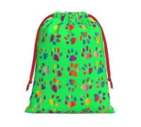 Longzehao colorful dog paw Print Drawstring Gift Bags For Christmas,Holiday Gift Wrapping Bag Assorted Sizes