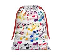 Longzehao Colorful Music Notes Print Drawstring Gift Bags For Christmas,Holiday Gift Wrapping Bag Assorted Sizes