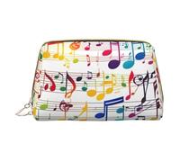Longzehao Colorful Music Notes Print Leather zipper makeup bag Cosmetic Pouch Travel Organizer Toiletry Clutch, White, One Size, White, One Size