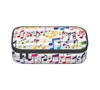 Longzehao Colorful Music Notes Print Pencil Case Large Capacity Storage Pouch Holder Office Organizer box Makeup Bag