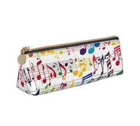 Longzehao Colorful Music Notes Print Simple triangular Pen case Storage bag for Office supplies, cosmetics, toiletries, White, One Size, Art Deco