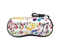 Longzehao Colorful Music Notes Print Sunglasses Case Ultralight Neoprene Zipper Glasses Soft Case With Carabiner, Black, One Size, Black, One Size, blackone, One Size