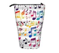 Longzehao Colorful Music Notes Print Telescopic Pencil Bag Pen Holder Pop Up Storage Case,Standing Portable pen Case, Black, One Size