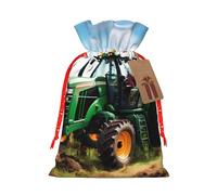 Longzehao Company Farm Tractor Print Christmas Drawstring Gift Bags,Gift Wrapping Bag for Xmas Holiday Birthday Party