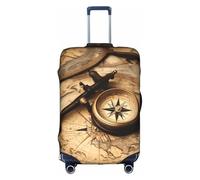 Longzehao Compass and Old World Map Print Travel Luggage Cover,Elastic Suitcase Cover Protector Fit 18-32 Inch Luggage, White, XL
