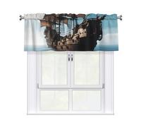LONGZEHAO Cool Pirate Ship Print Valance Curtains Blackout for Windows,Bedroom Bathroom Light Filtering,1 Panel