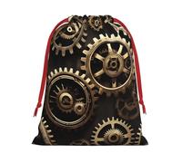 Longzehao Cool Steampunk Gears Print Drawstring Gift Bags For Christmas,Holiday Gift Wrapping Bag Assorted Sizes