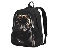 Longzehao Cute Black Pug Dog Print Casual Backpack for Men and Women,Large Capacity Travel Work Computer Backpacks
