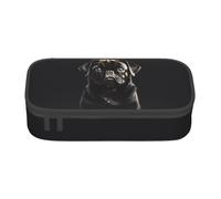 Longzehao Cute Black Pug Dog Print Pencil Case Large Capacity Storage Pouch Holder Office Organizer box Makeup Bag