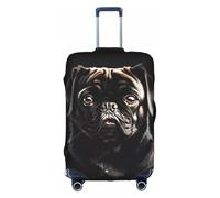 Longzehao Cute Black Pug Dog Print Travel Luggage Cover,Elastic Suitcase Cover Protector Fit 18-32 Inch Luggage, White, S