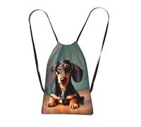 Longzehao Cute Dachshund Duggee Print Drawstring Backpack,String Backpack Storage bag for Gym Traveling Sport Beach Swim
