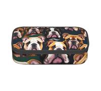 Longzehao cute english bulldog Print Pencil Case Large Capacity Storage Pouch Holder Office Organizer box Makeup Bag