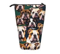 Longzehao cute english bulldog Print Telescopic Pencil Bag Pen Holder Pop Up Storage Case,Standing Portable pen Case