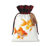 Longzehao Cute goldfishes Print Christmas Drawstring Gift Bags,Gifts Wrapping Bag for Birthday Holiday Xmas Party