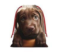 Longzehao cute Labrador Dog 1 Print Drawstring Gift Bags For Christmas,Holiday Gift Wrapping Bag Assorted Sizes