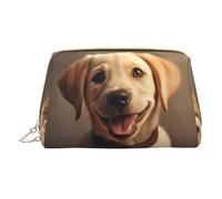 Longzehao cute Labrador Dog Print Leather zipper makeup bag Cosmetic Pouch Travel Organizer Toiletry Clutch, White, One Size