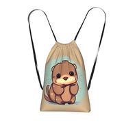 Longzehao cute otter Print Drawstring Backpack,String Backpack Storage bag for Gym Traveling Sport Beach Swim