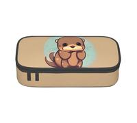 Longzehao cute otter Print Pencil Case Large Capacity Storage Pouch Holder Office Organizer box Makeup Bag