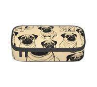 Longzehao Cute Pug Dog Print Pencil Case Large Capacity Storage Pouch Holder Office Organizer box Makeup Bag