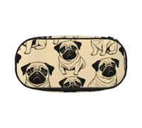 LONGZEHAO Cute Pug Dog Print Simple rectangle Pen bag Storage case for Office supplies,cosmetics,toiletries