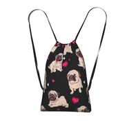 Longzehao Cute Pug Print Drawstring Backpack,String Backpack Storage bag for Gym Traveling Sport Beach Swim