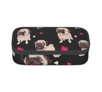 Longzehao Cute Pug Print Pencil Case Large Capacity Storage Pouch Holder Office Organizer box Makeup Bag
