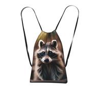 Longzehao cute raccoon (1) Print Drawstring Backpack,String Backpack Storage bag for Gym Traveling Sport Beach Swim