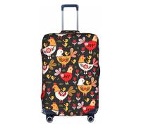 Longzehao Cute Rooster Chickens Print Travel Luggage Cover,Elastic Suitcase Cover Protector Fit 18-32 Inch Luggage, White, S