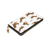 Longzehao Cute Squirrel Print Premium Leather Zip Around Wallet for Men and Women Checkbook Cover RFID Blocking