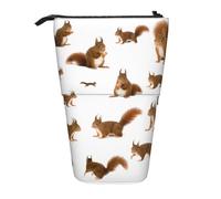 Longzehao Cute Squirrel Print Telescopic Pencil Bag Pen Holder Pop Up Storage Case,Standing Portable pen Case