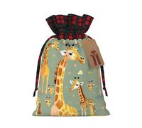 Longzehao Cute Wild Cartoon Giraffes Print Christmas Drawstring Gift Bags,Gifts Wrapping Bag for Birthday Holiday Xmas Party