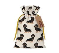 Longzehao Dachshund Dog Print Christmas Drawstring Gift Bags,Gift Wrapping Bag for Xmas Holiday Birthday Party