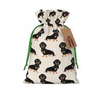 Longzehao Dachshund Dog Print Christmas Drawstring Gift Bags,Gift Wrapping Bag for Xmas Holiday Birthday Party