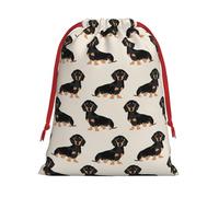 Longzehao Dachshund Dog Print Drawstring Gift Bags For Christmas,Holiday Gift Wrapping Bag Assorted Sizes