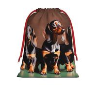 Longzehao Dachshund Weiner dog Print Drawstring Gift Bags For Christmas,Holiday Gift Wrapping Bag Assorted Sizes