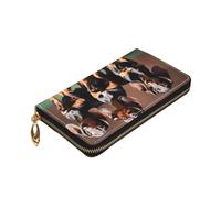 Longzehao Dachshund Weiner dog Print Premium Leather Zip Around Wallet for Men and Women Checkbook Cover RFID Blocking