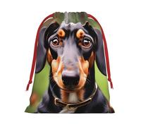 Longzehao Dachshund Weiner Pet Dogs Print Drawstring Gift Bags For Christmas,Holiday Gift Wrapping Bag Assorted Sizes