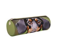 Longzehao Dachshund Weiner Pet Dogs Print Leather Pen Pouch Storage case Makeup Bag Office Stationerys Markers Case.