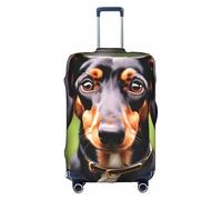 Longzehao Dachshund Weiner Pet Dogs Print Travel Luggage Cover,Elastic Suitcase Cover Protector Fit 18-32 Inch Luggage, White, S