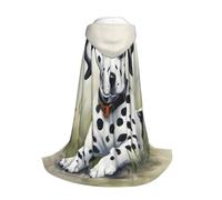 Longzehao Dalmatian Print Hooded Cape For youngsters with Halloween Christmas Cosplay Hooded Cloak Costume